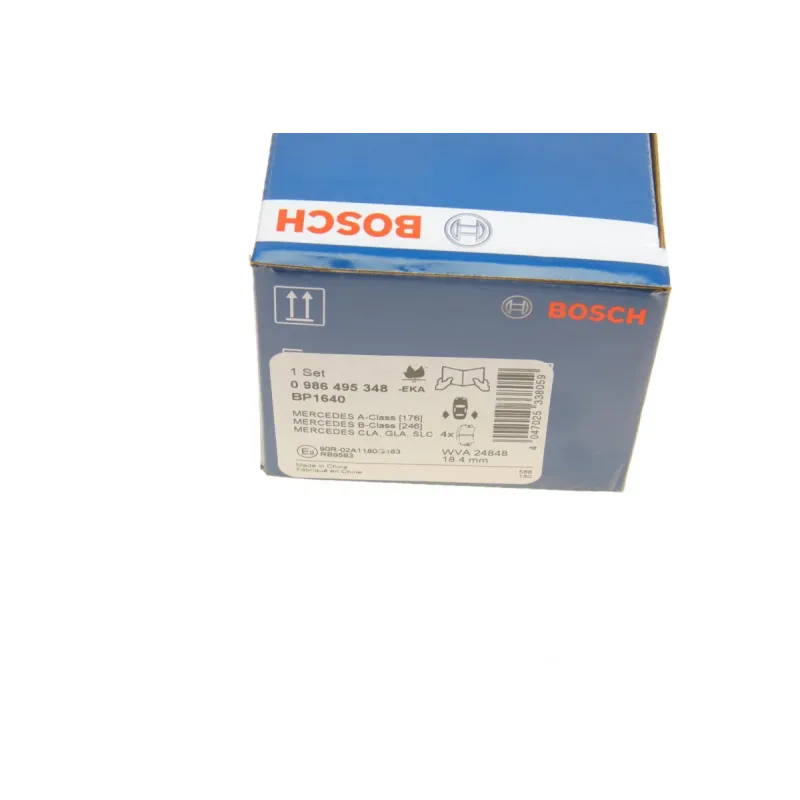 Колодки гальмівні задні BOSCH 0 986 495 348 для Mercedes-Benz A-Class (W176) / B-Class (W246) 2011-, 106.6x58.6x18.2 мм