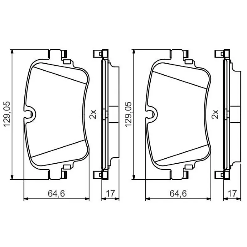 Колодки гальмівні задні BOSCH 0 986 495 426 для Audi A6/A7/A8/Q7/Q8 2015-, 17мм