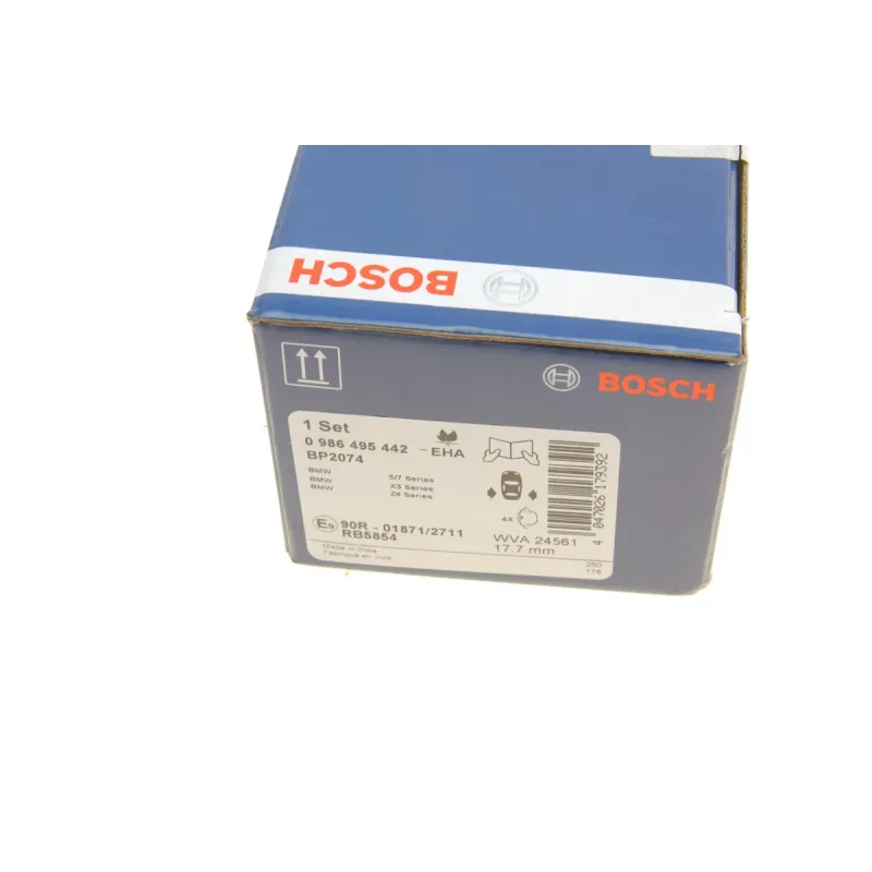 Колодки гальмівні задні BOSCH 0 986 495 442 для BMW 5 (G30/G31) 6 (G32) 7 (G11/G12), 17.7 мм