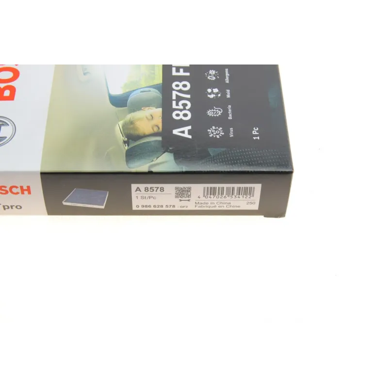 Фільтр салону BOSCH 0 986 628 578 для Citroen C3 Aircross, Opel Crossland X (вугільний, антибактеріальний)