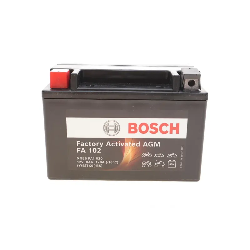 Акумулятор BOSCH 0 986 FA1 020 AGM 8Ah 135A для мотоциклів (150x87x105мм)
