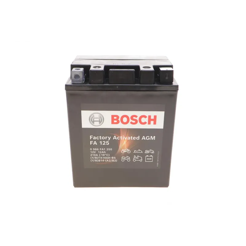 Акумулятор AGM BOSCH 0 986 FA1 250 12Ah/210A (133x164x90) для мотоциклів Honda
