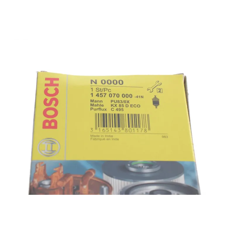 Фільтр паливний BOSCH 1 457 070 000 для Citroen Berlingo, Peugeot Partner 2.0HDi 1999-2005, 78.5 мм