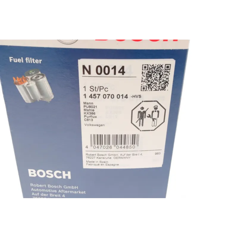 Фільтр паливний BOSCH 1 457 070 014 для Audi A3, Skoda Octavia, VW Golf 1.6/2.0TDI 2009-2023, 90.5x77x150 мм