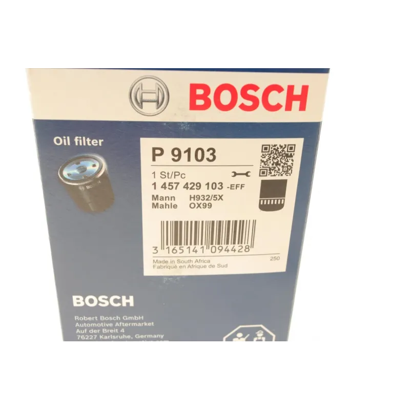 Фільтр масляний BOSCH 1 457 429 103 для Volkswagen Golf III, Passat B3/B4, Sharan 1991-2000, 83x107 мм