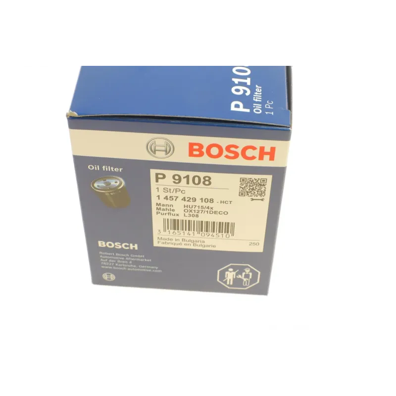 Фільтр масляний BOSCH 1 457 429 108 для BMW 3 (E36/E46) 1.6-1.9, 5 (E34) 1.6-1.8, зовнішній діаметр 65 мм