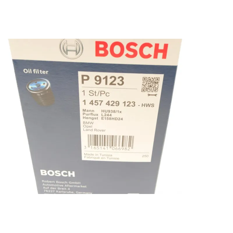 Фільтр масляний BOSCH 1 457 429 123 для BMW 3/5 E36/E34, Opel Omega B 2.5 TD, 90x159 мм