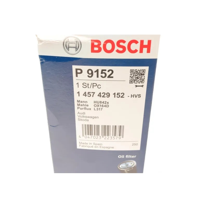 Фільтр масляний BOSCH 1 457 429 152 для Volkswagen Passat 2.5 TDI 1998-2005, 70x34x185/195 мм