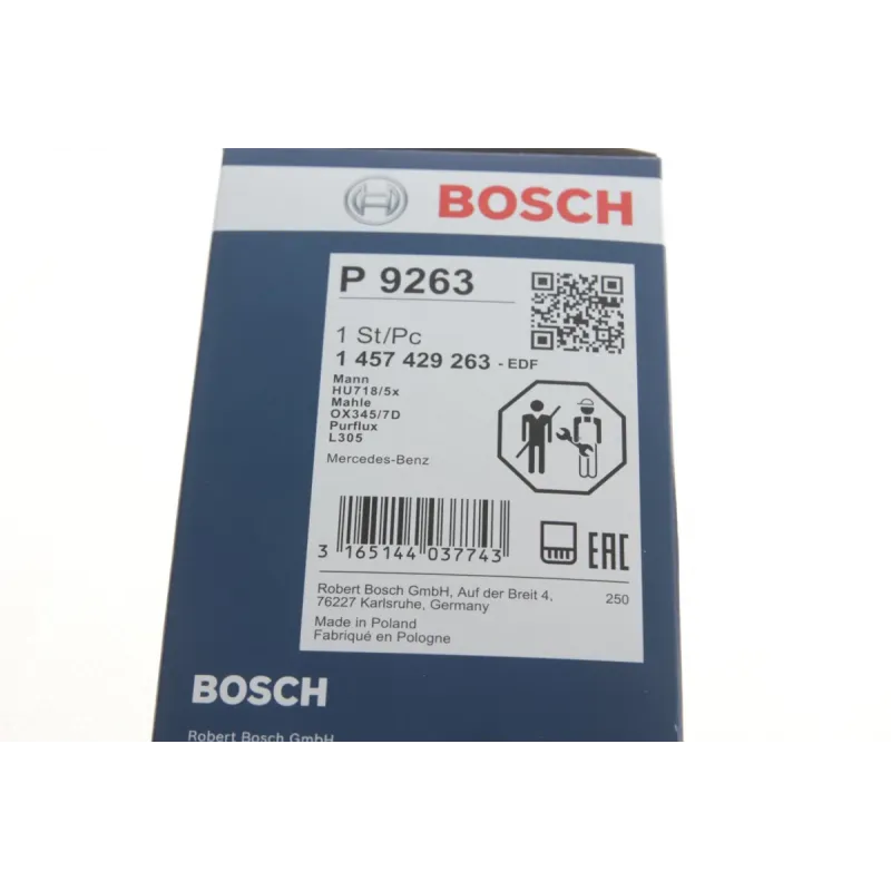 Фільтр масляний BOSCH 1 457 429 263 для Mercedes-Benz Sprinter, Vito CDI OM611/612/646, 65x116 мм