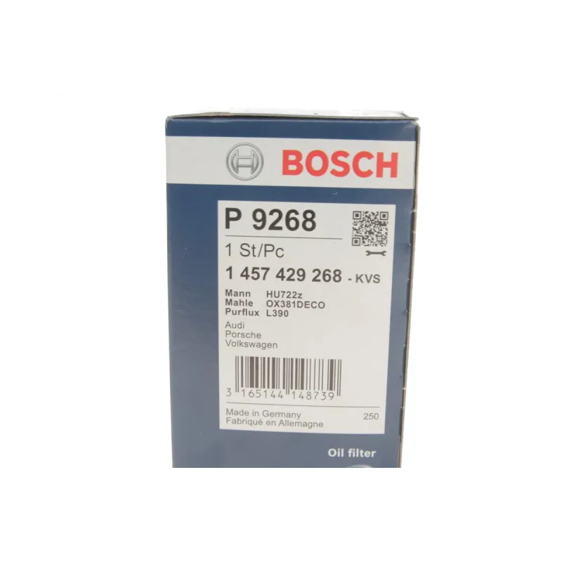 Фільтр масляний BOSCH 1 457 429 268 для Volkswagen Touareg 3.0 TSI 2010-, 64x31x155 мм