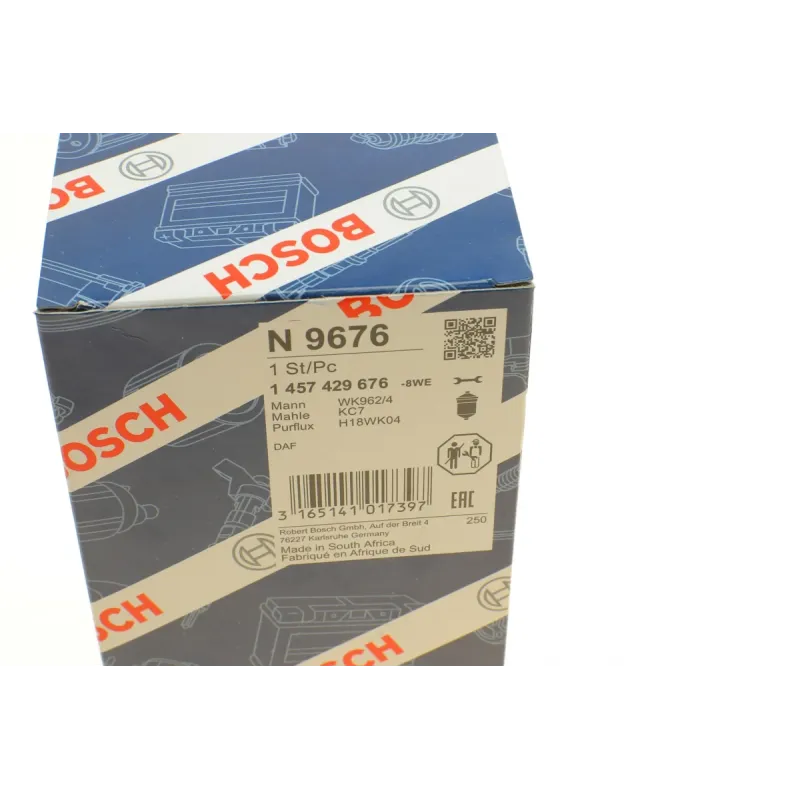 Фільтр паливний BOSCH 1 457 429 676 для DAF 75 CF 1998-2000, DAF 65 CF 1998-2000, DAF 75 1992-1998, діаметр 93 мм
