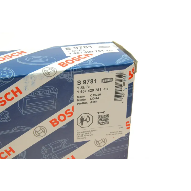Фільтр повітряний BOSCH 1 457 429 781 для BMW 5 (E34) 524td 525tds 1988-1995, 330x289.5x50 мм