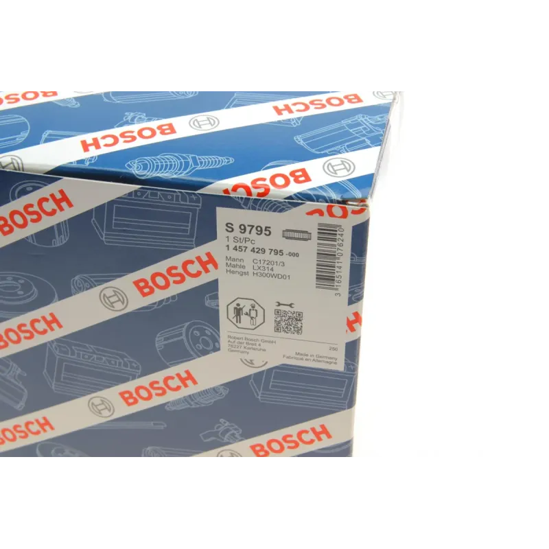 Фільтр повітряний BOSCH 1 457 429 795 для Volkswagen Transporter T4 1.8-2.5/1.9/2.4D 1990-2003, 237.5x165 мм