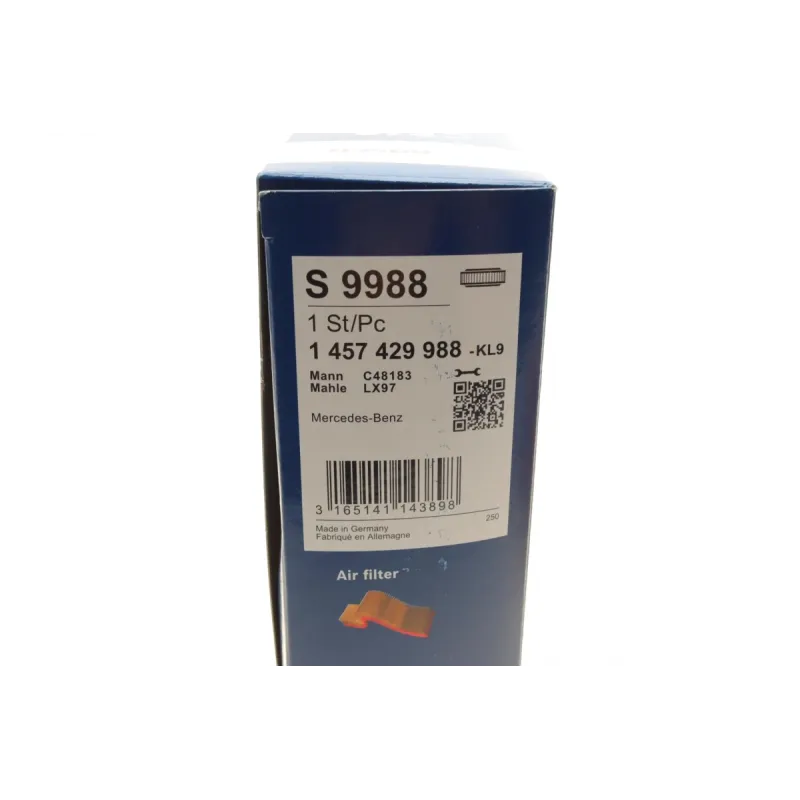Фільтр повітряний BOSCH 1 457 429 988 для Mercedes-Benz G-Class W463, S124, W124 3.0D 1989-1998, 471.5x170.5x60.5 мм