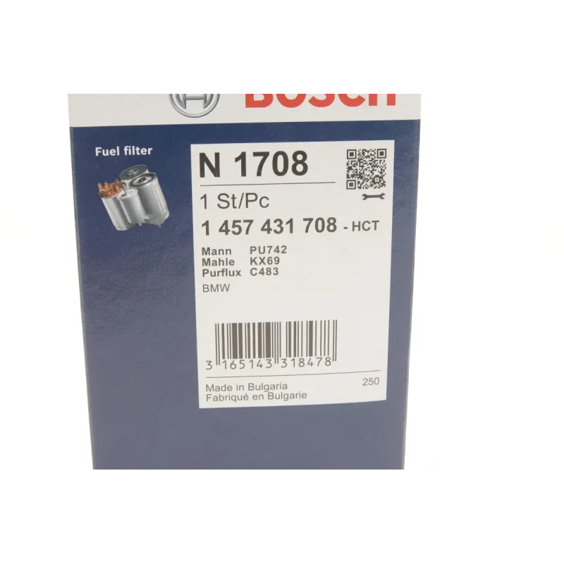 Фільтр паливний BOSCH 1 457 431 708 для BMW 3 (E46) 1998-2005 320d 318d