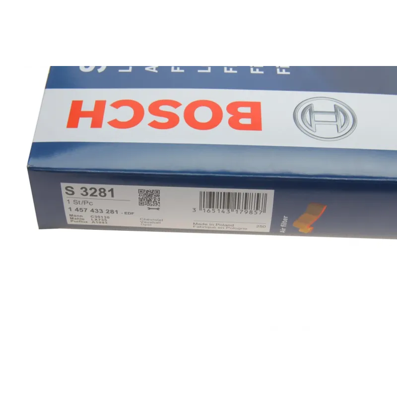 Фільтр повітряний BOSCH 1 457 433 281 для Opel Astra G 1998-2005, 294x234x42 мм