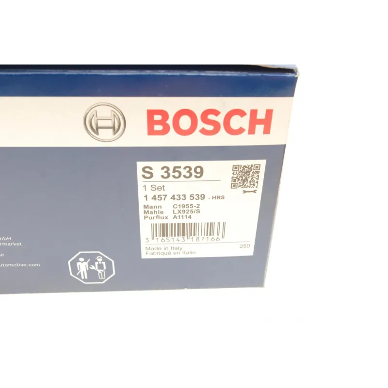 Фільтр повітряний BOSCH 1 457 433 539 для VW Caddy II, Polo III 1999-2001, 186x140x50 мм