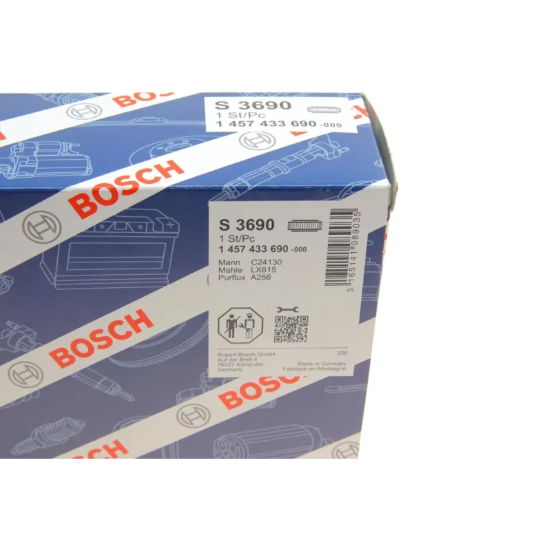 Фільтр повітряний BOSCH 1 457 433 690 для Ford Transit 2.5DI 88-00, 224x240.5x58 мм