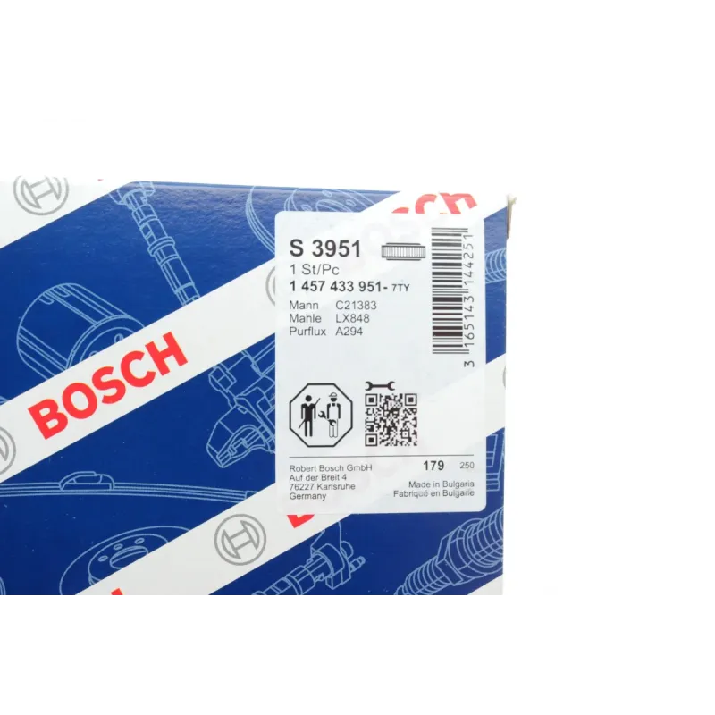 Фільтр повітряний BOSCH 1 457 433 951 для Honda Civic EG/EH/EJ/MA/MB 1991-2001, 184x208x42 мм