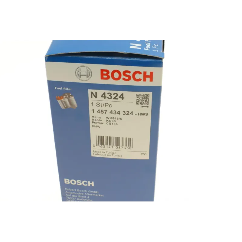 Фільтр паливний BOSCH 1 457 434 324 для BMW 3 (E36) 5 (E34/E39) 7 (E38) 2.5D 1991-2004, 80.5 мм