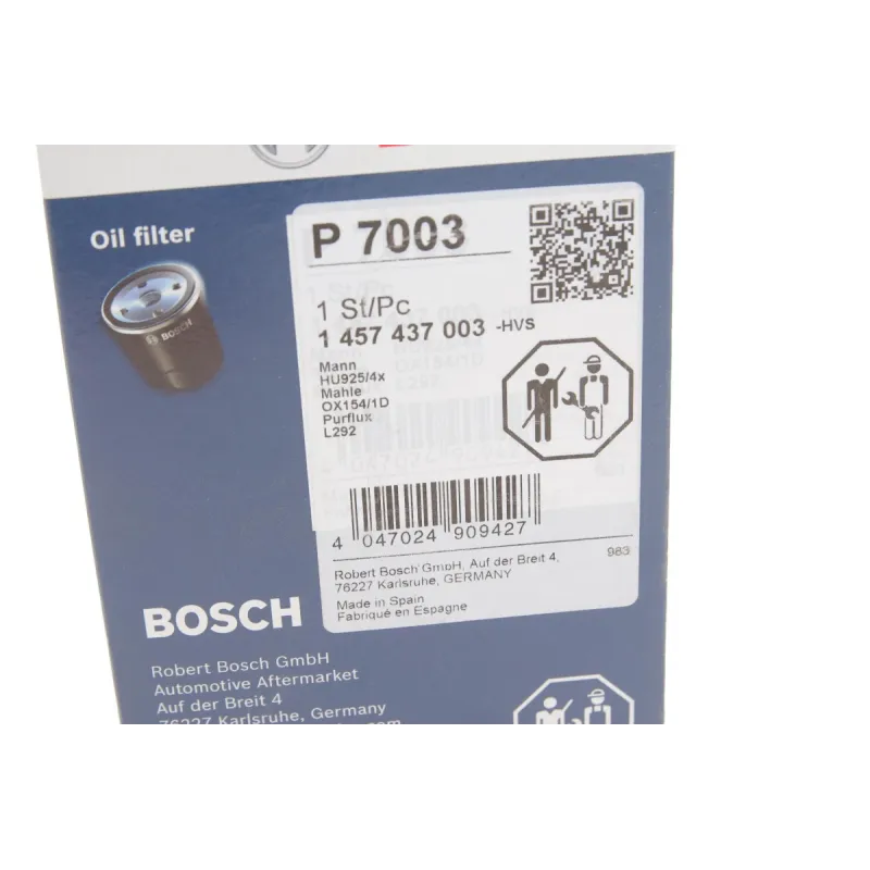 Фільтр масляний BOSCH 1 457 437 003 для BMW 3 (E36/E46), 5 (E39/E60), 7 (E38) 83x104 мм