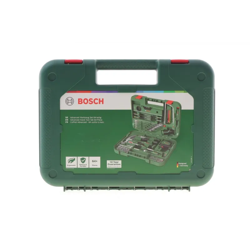 Набір інструментів комбінований BOSCH 1 600 A02 ZB3 (молоток, біти, викрутка, плоскогубці, рівень, ножівка) 64 од.