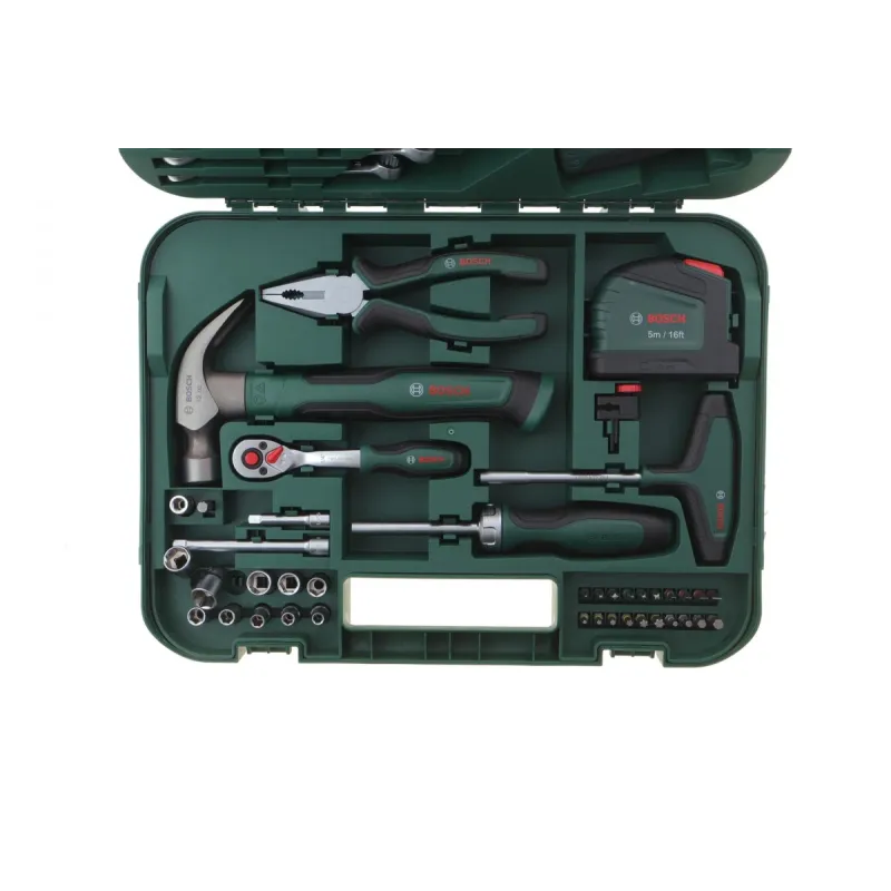 Набір інструментів комбінований BOSCH 1 600 A02 ZB3 (молоток, біти, викрутка, плоскогубці, рівень, ножівка) 64 од.