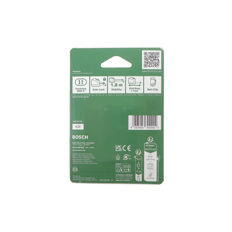 Рулетка вимірювальна Bosch 3 м х 19 мм, артикул 1 600 A03 2UX