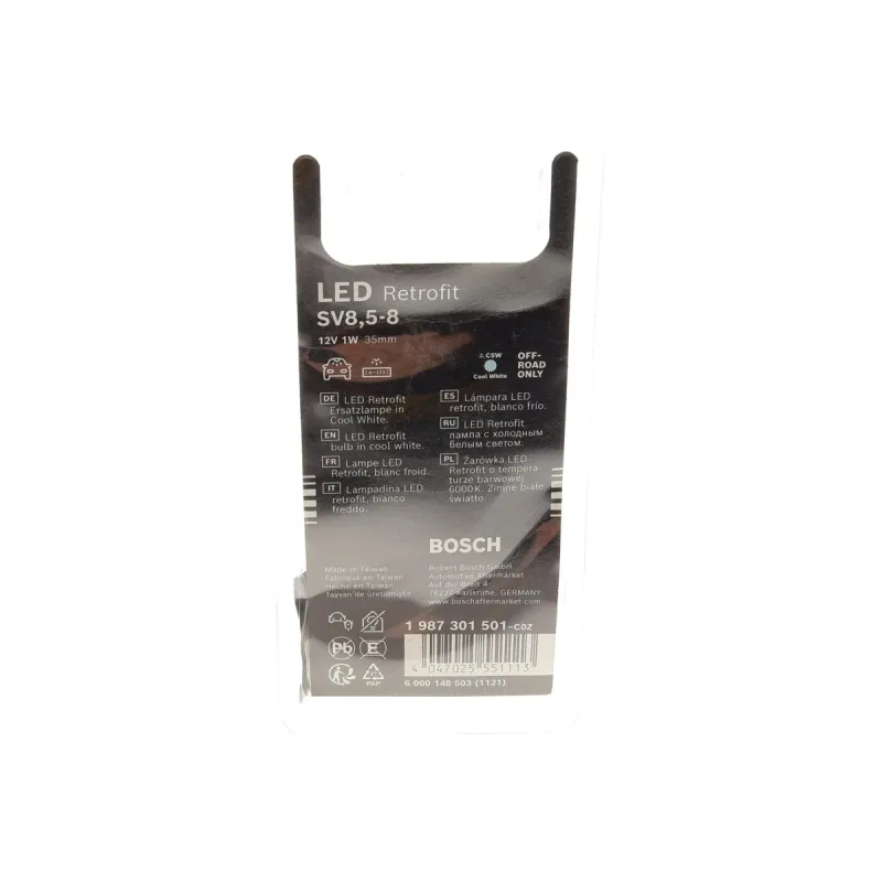 Автолампа LED BOSCH 1 987 301 501 C5W 12V 1W S8.5d (палець) Комплект 2 шт.