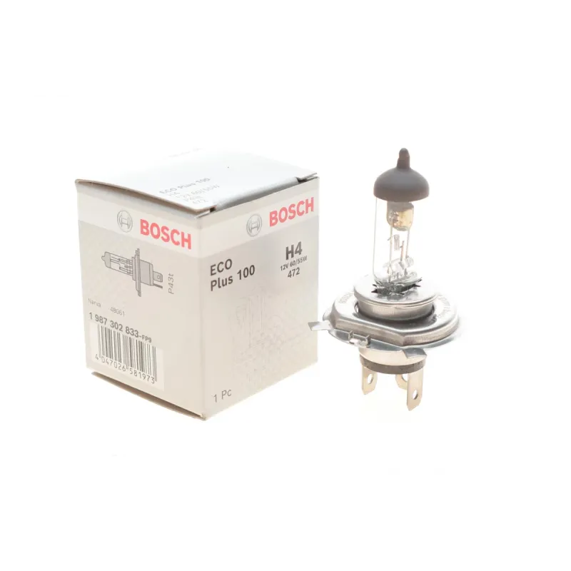 Автолампа BOSCH H4 12V 60/55W P43t 1 987 302 833 для Audi 100, Abarth Punto