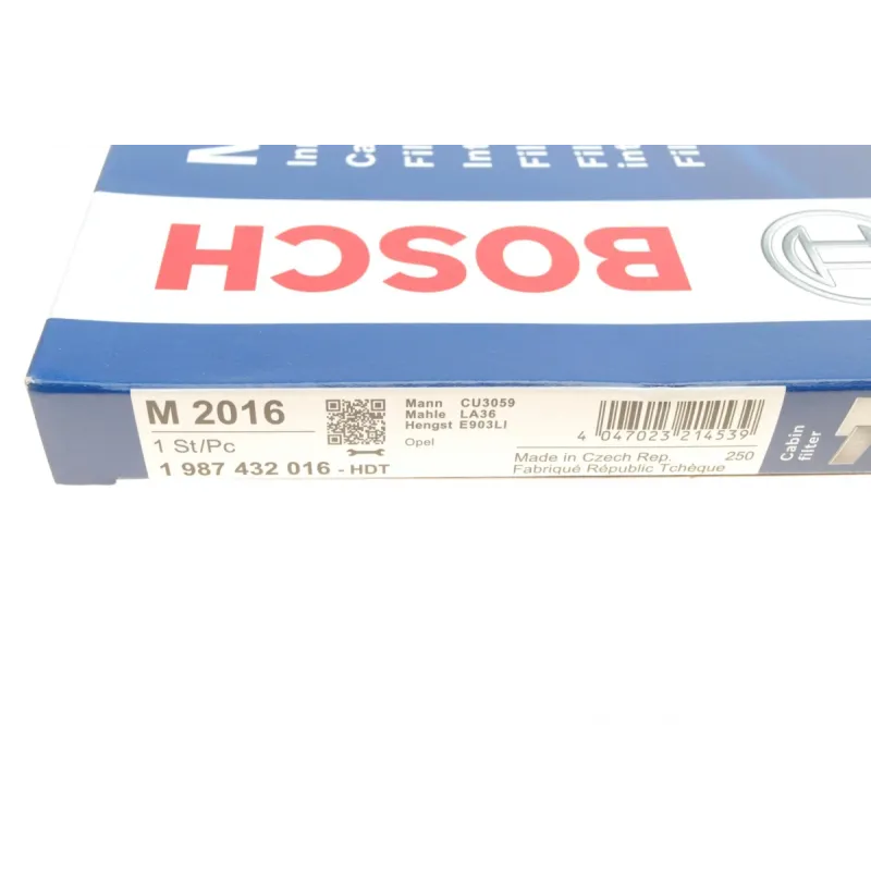 Фільтр салону BOSCH 1 987 432 016 для Opel Omega B 1994-2003, 290x226x17 мм