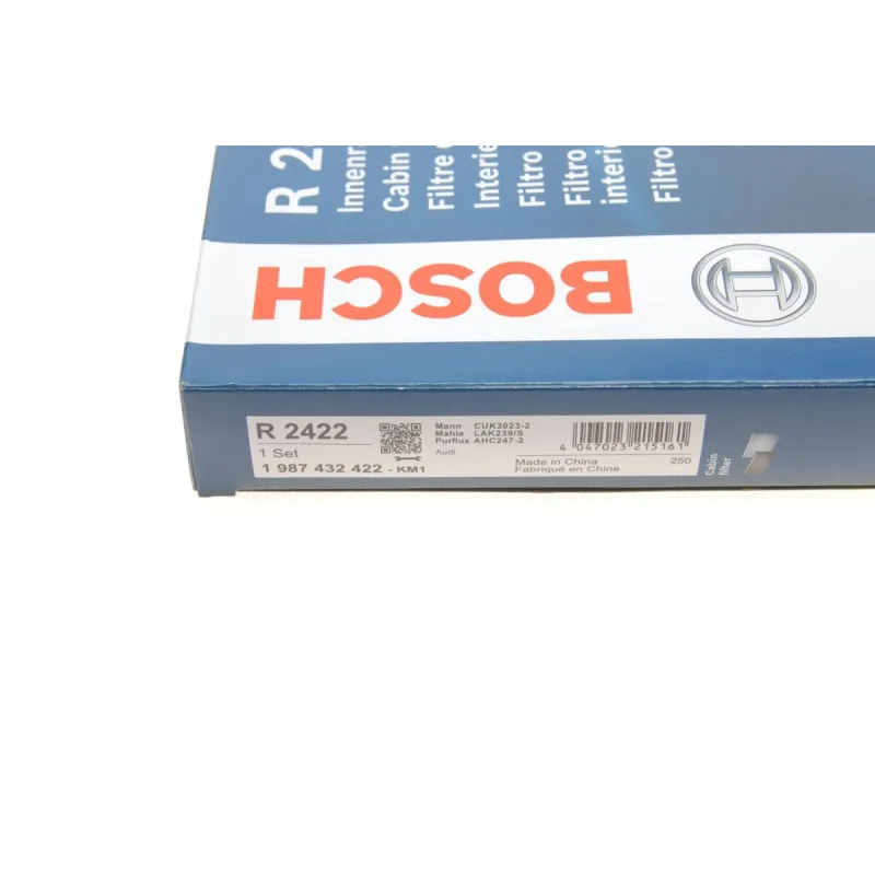 Фільтр салону вугільний BOSCH 1 987 432 422 для Audi A6 C6 2004-2011 (к-кт 2 шт.) 307x99x30 мм