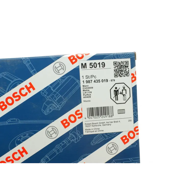 Фільтр салону BOSCH 1 987 435 019 для Mazda 3, 6, CX-5 235x213x30 мм