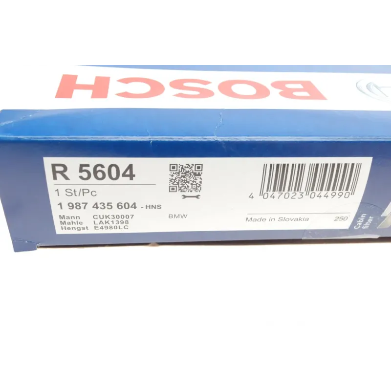 Фільтр салону вугільний BOSCH 1 987 435 604 для BMW 3 (G20) / X3 (G01) 2017-, 300x210x30 мм