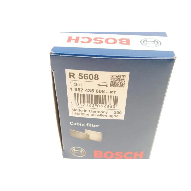 Фільтр салону вугільний BOSCH 1 987 435 608 для Citroen C4, Opel Corsa F, Peugeot 2008 II, 255x83x30 мм (комплект 2 шт)