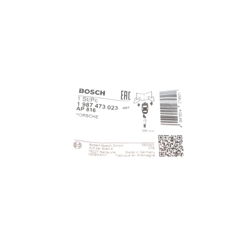 Датчик зносу гальмівних колодок передній BOSCH 1 987 473 023 для Porsche 911 (997) 355мм