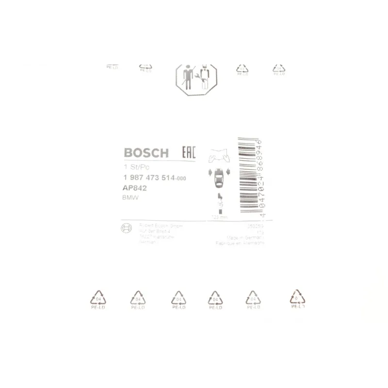Датчик зносу гальмівних колодок BOSCH 1 987 473 514 передній для BMW 1 (E82, E87) / 3 (E90-E93) 2004-2011, L=723мм