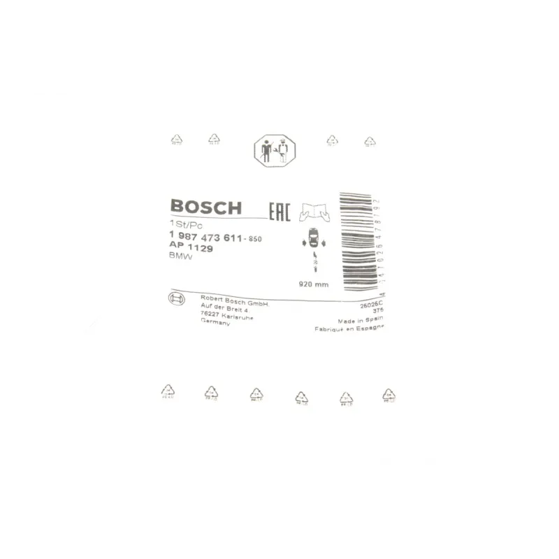 Датчик зносу гальмівних колодок задній BOSCH 1 987 473 611 для BMW 5 G30/G31, 7 G11/G12 920 мм