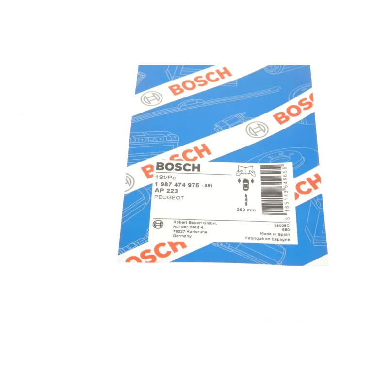 Датчик зносу гальмівних колодок передній BOSCH 1 987 474 975 для Peugeot 605 (6B) 1989-1999, L=260 мм