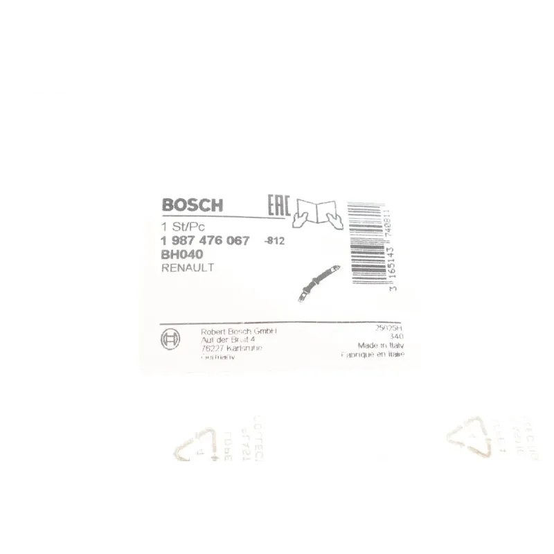 Шланг гальмівний задній BOSCH 1 987 476 067 для Renault Kangoo 2000- (L=325mm)