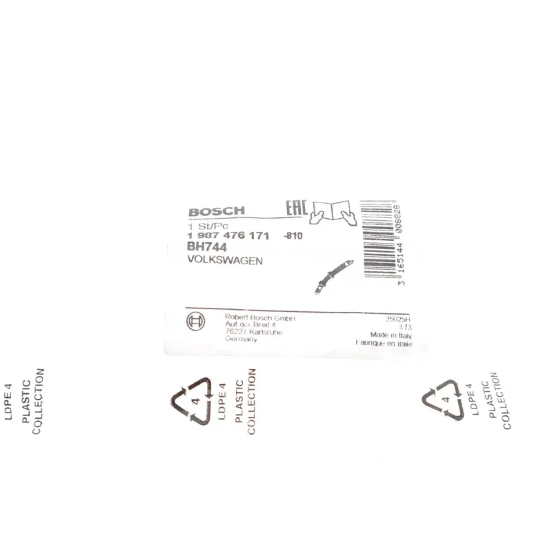 Шланг гальмівний передній BOSCH 1 987 476 171 для Audi A4 B6/B7 2000-2008, 305 мм