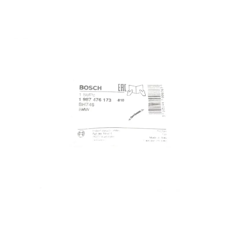 Шланг гальмівний задній BOSCH 1 987 476 173 для BMW 5 (E39) 1995-2003 M10x1, 280 мм