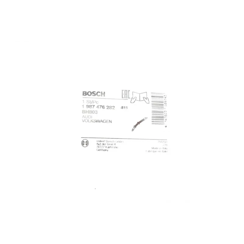 Шланг гальмівний передній BOSCH 1 987 476 282 для VW Caddy 2003-, L=565mm