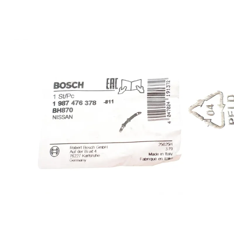 Шланг гальмівний передній BOSCH 1 987 476 378 для Nissan X-Trail T30 2001-2013 (L=505мм, M10x1)