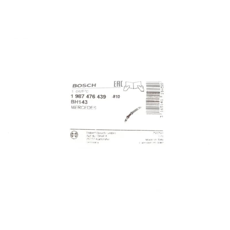 Шланг гальмівний передній BOSCH 1 987 476 439 для Mercedes-Benz Sprinter W906 2006-2014, C-Class W202/W203/W204 1993-2014 (385 мм)