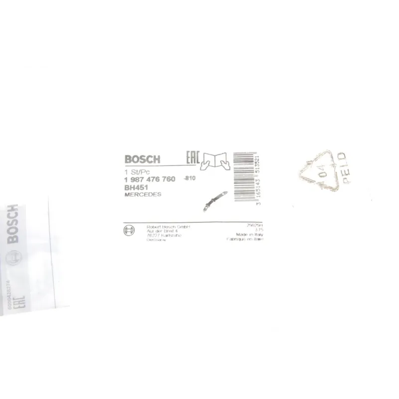 Шланг гальмівний передній BOSCH 1 987 476 760 для Mercedes-Benz A-Class W168 1998-2004, E-Class W210 1996-2003 (L=280мм)