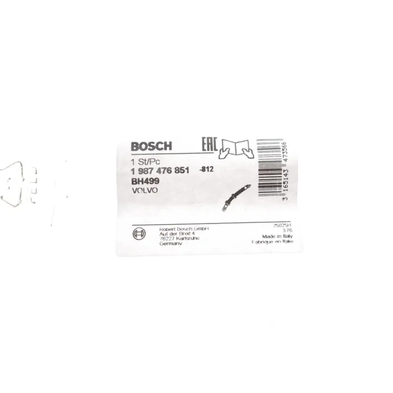 Шланг гальмівний передній BOSCH 1 987 476 851 для Seat Toledo, Volvo S60, S80 (L=320мм, M10x1)