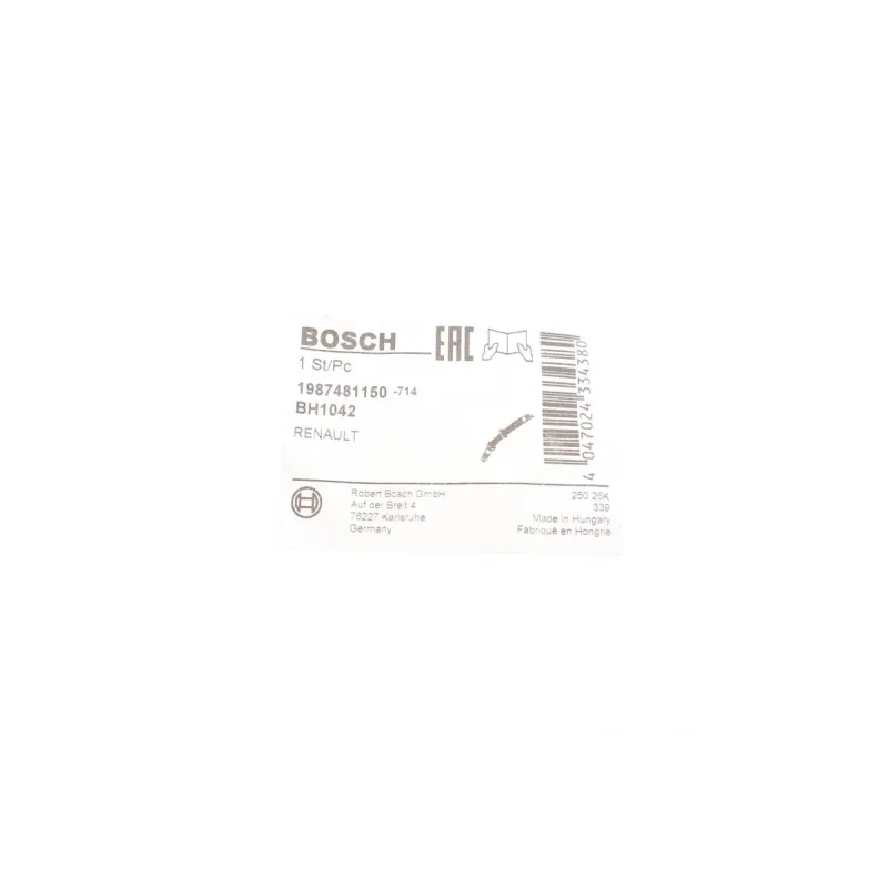 Шланг гальмівний передній BOSCH 1 987 481 150 для Renault Master, Opel Movano 1998-2005 (L=460mm)