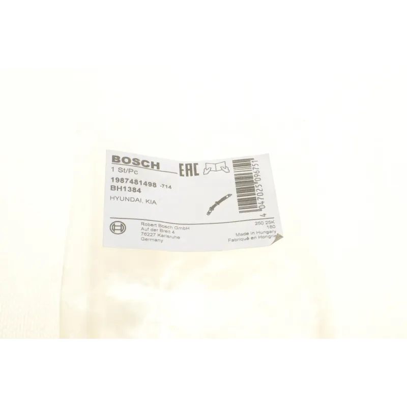 Шланг гальмівний передній BOSCH 1 987 481 498 для Hyundai Tucson, Kia Sportage 2.0 CRDi 2004-2010 (L=430мм)