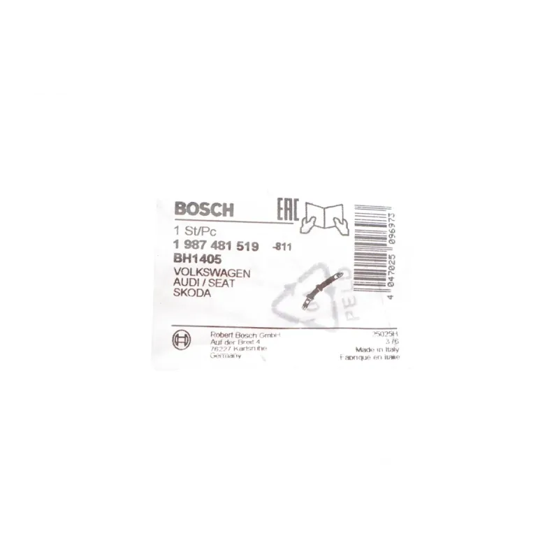 Шланг гальмівний задній BOSCH 1 987 481 519 для Audi A3, VW Golf VI/VII, Skoda Octavia L=255mm